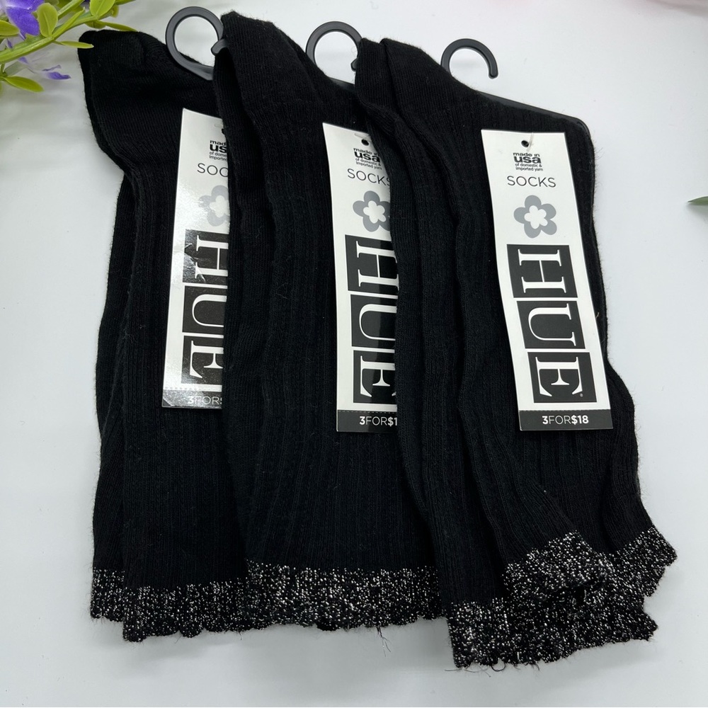 HUE Womens Scalloped Pointelle Socks 3 Pack Onesize